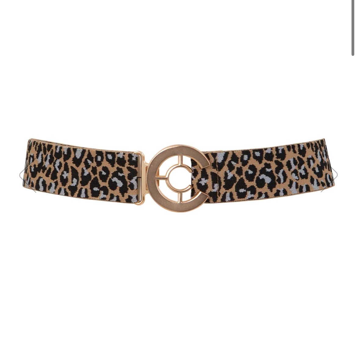 Belte i strikk leopard m/gullspenne