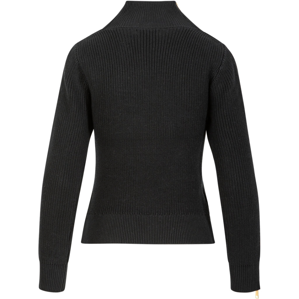 Knit with high neck and zipper - black