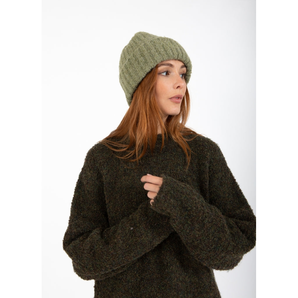 Myla rib beanie - army green