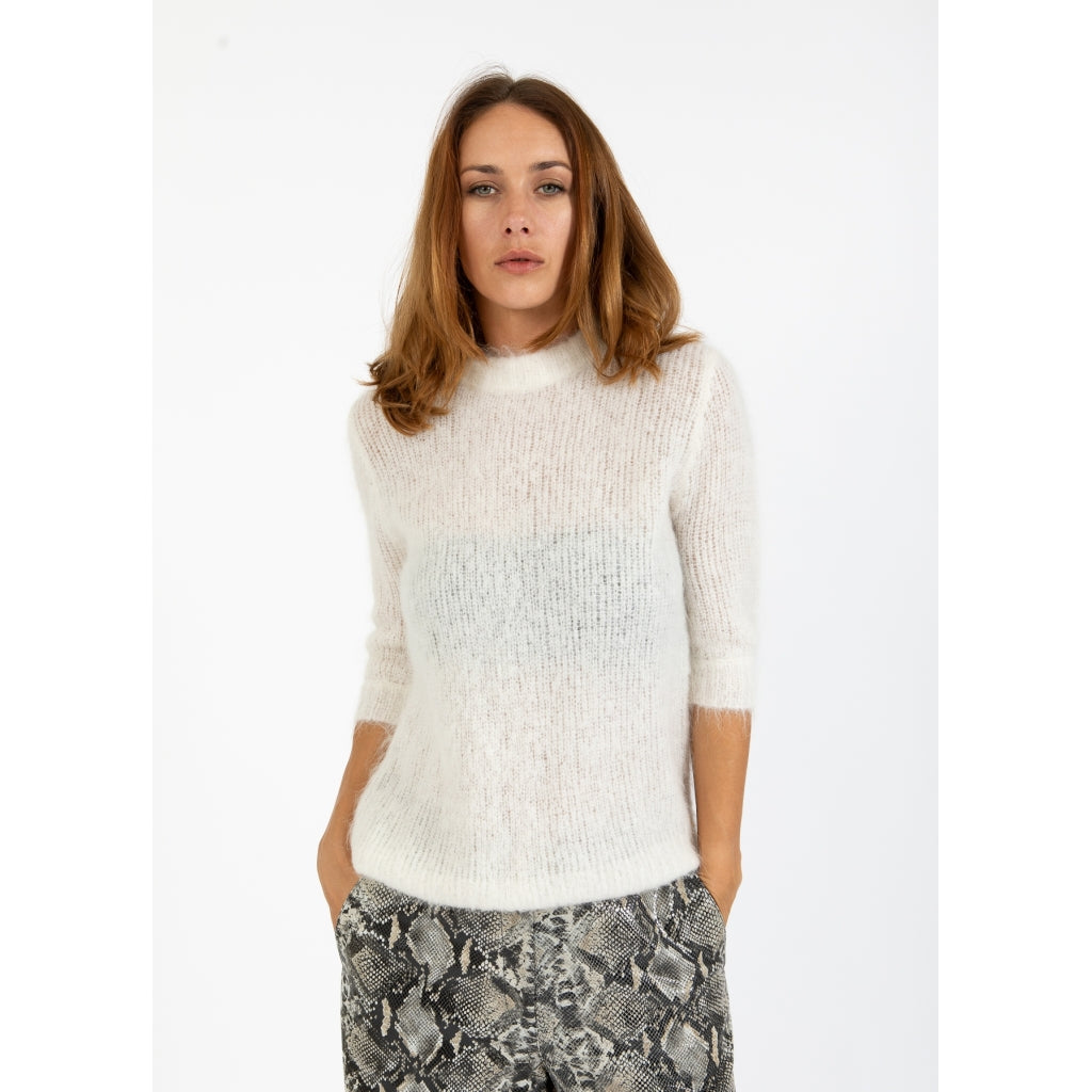 Short sleeve knit in alpaca - creme