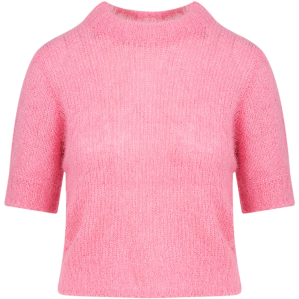 Short sleeved knit in alpaca - Tropical pink