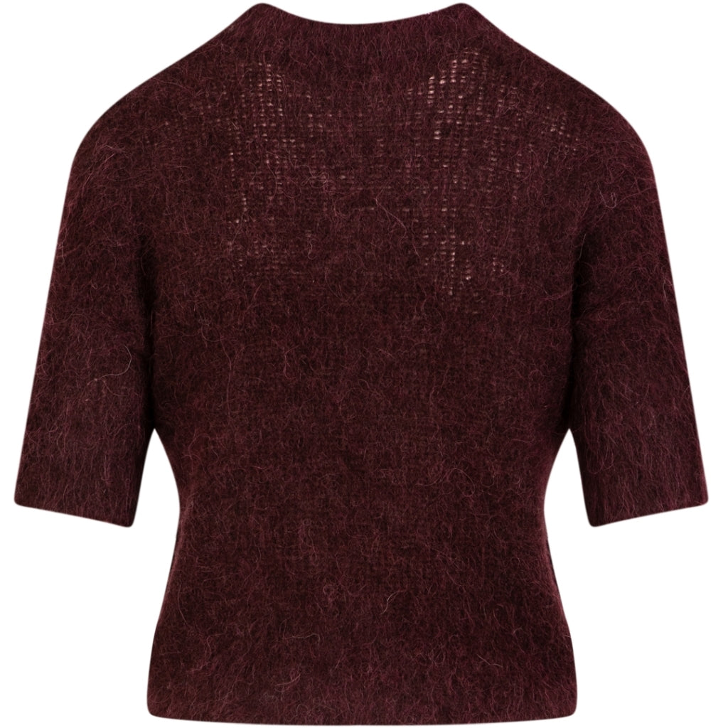 Short sleeved knit in alpaca - Bordeaux