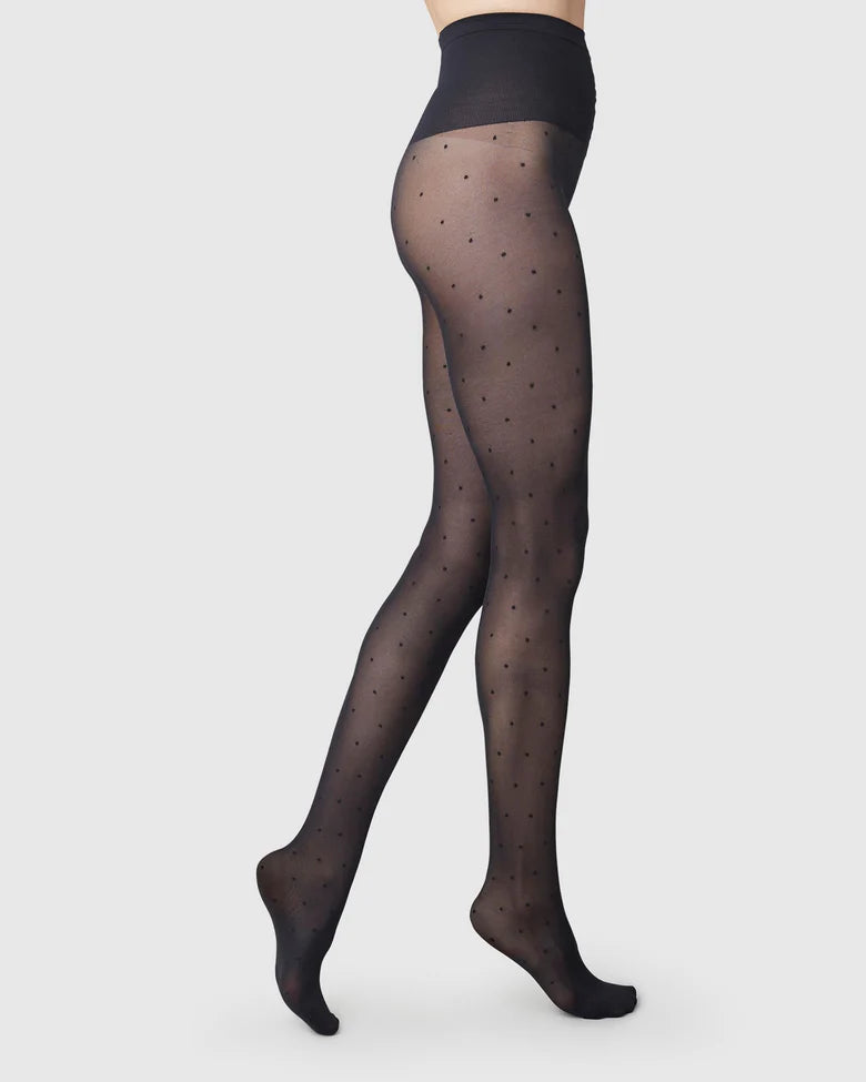 Swedish Stockings - Doris Dots Tights 40 DEN - Black
