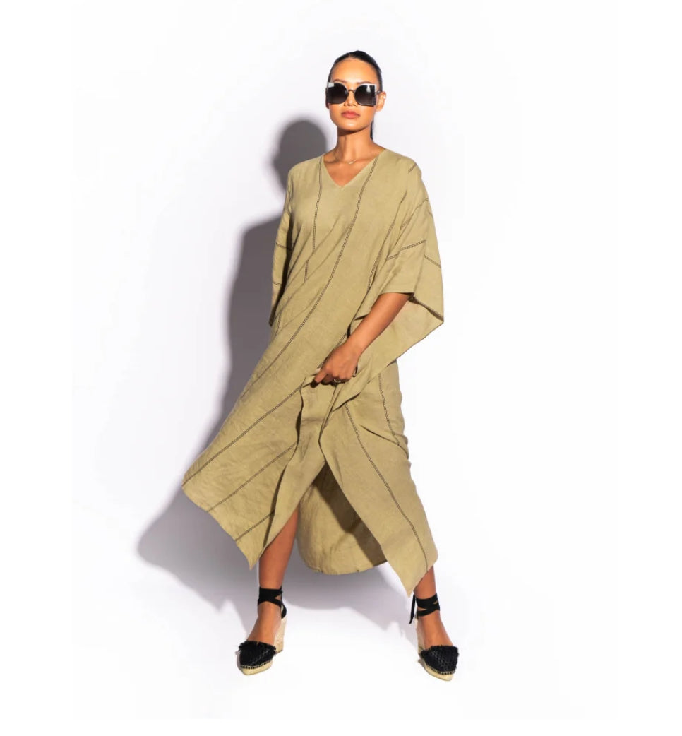 Florence Linen Kaftan - Summer Sand - One Size