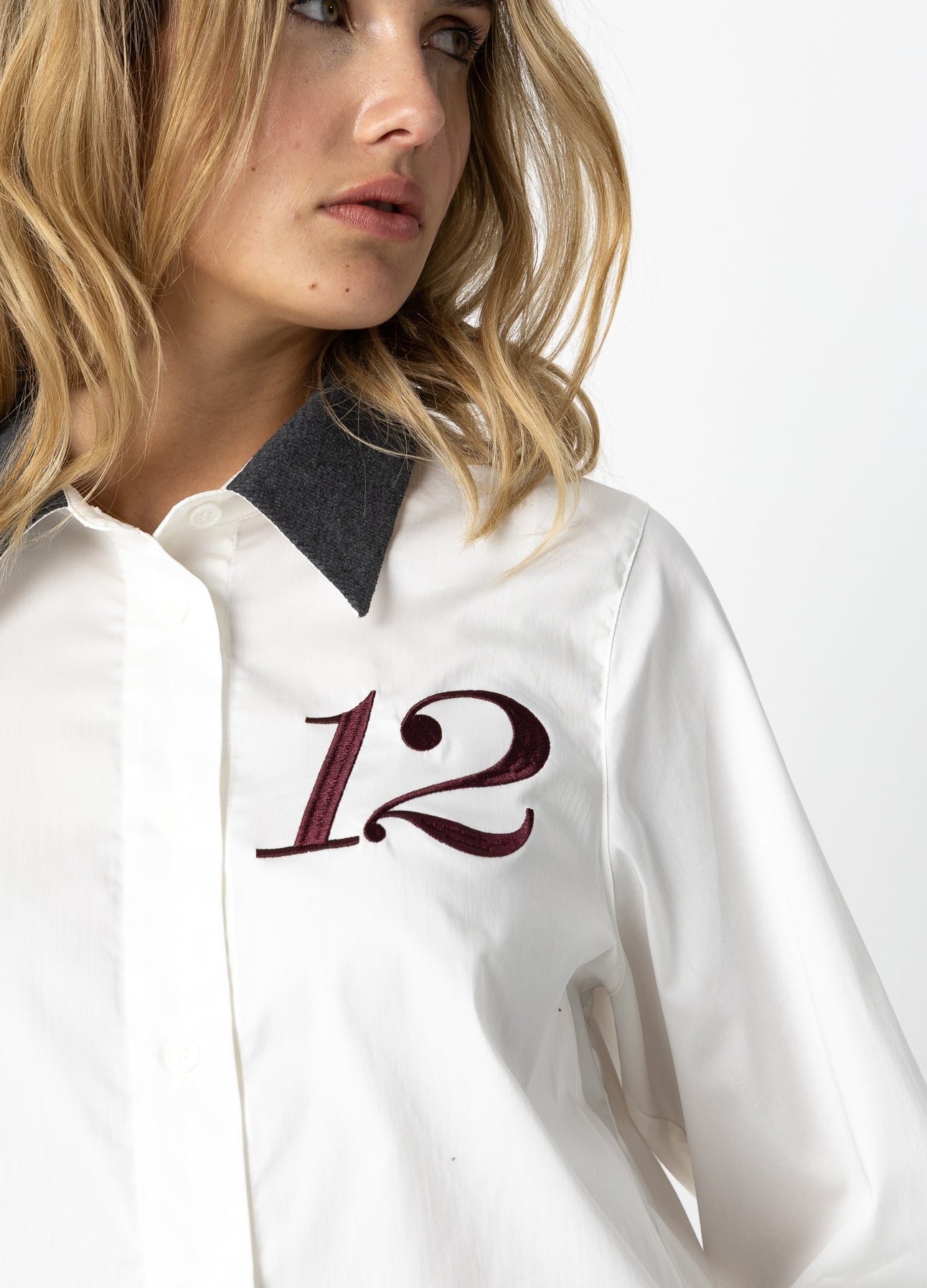 Coster Copenhagen - Shirt with rib collar - White