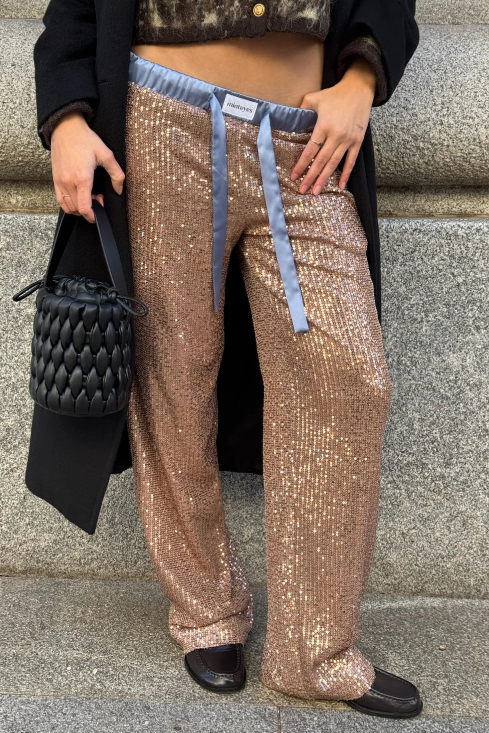 MINTEYES - Rousse Sequin pants - Light brown