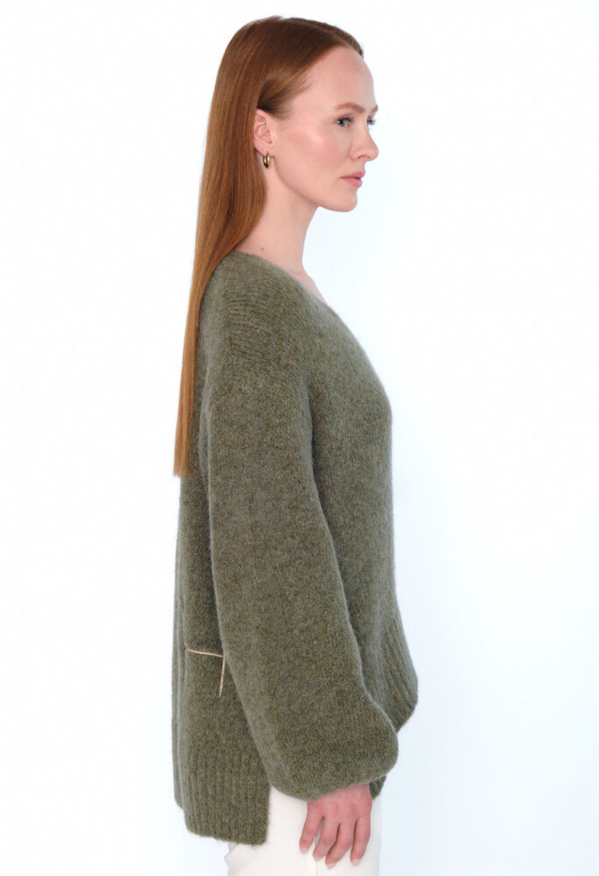 SOFIE V-neck Sweater - Winter Moss