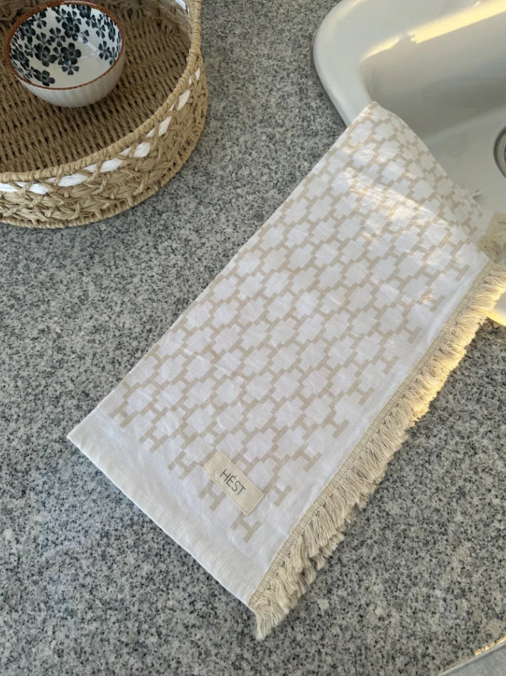 Linnen towel - White Alyssum
