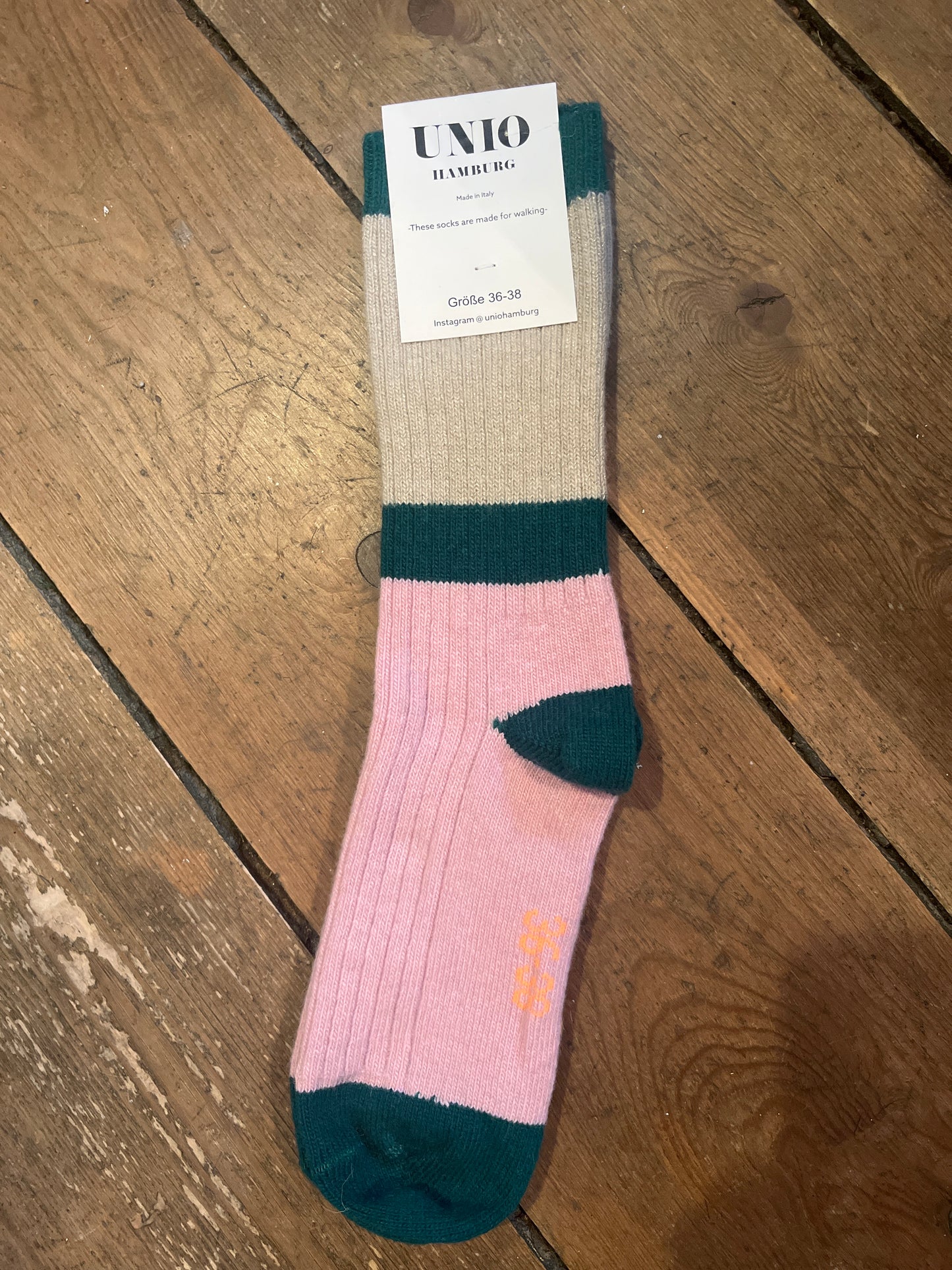 UNIO - Ullsokker - Calm Glitzi - Rosa/beige/grønn