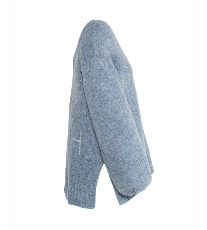 Sofie V-neck sweater faded denim