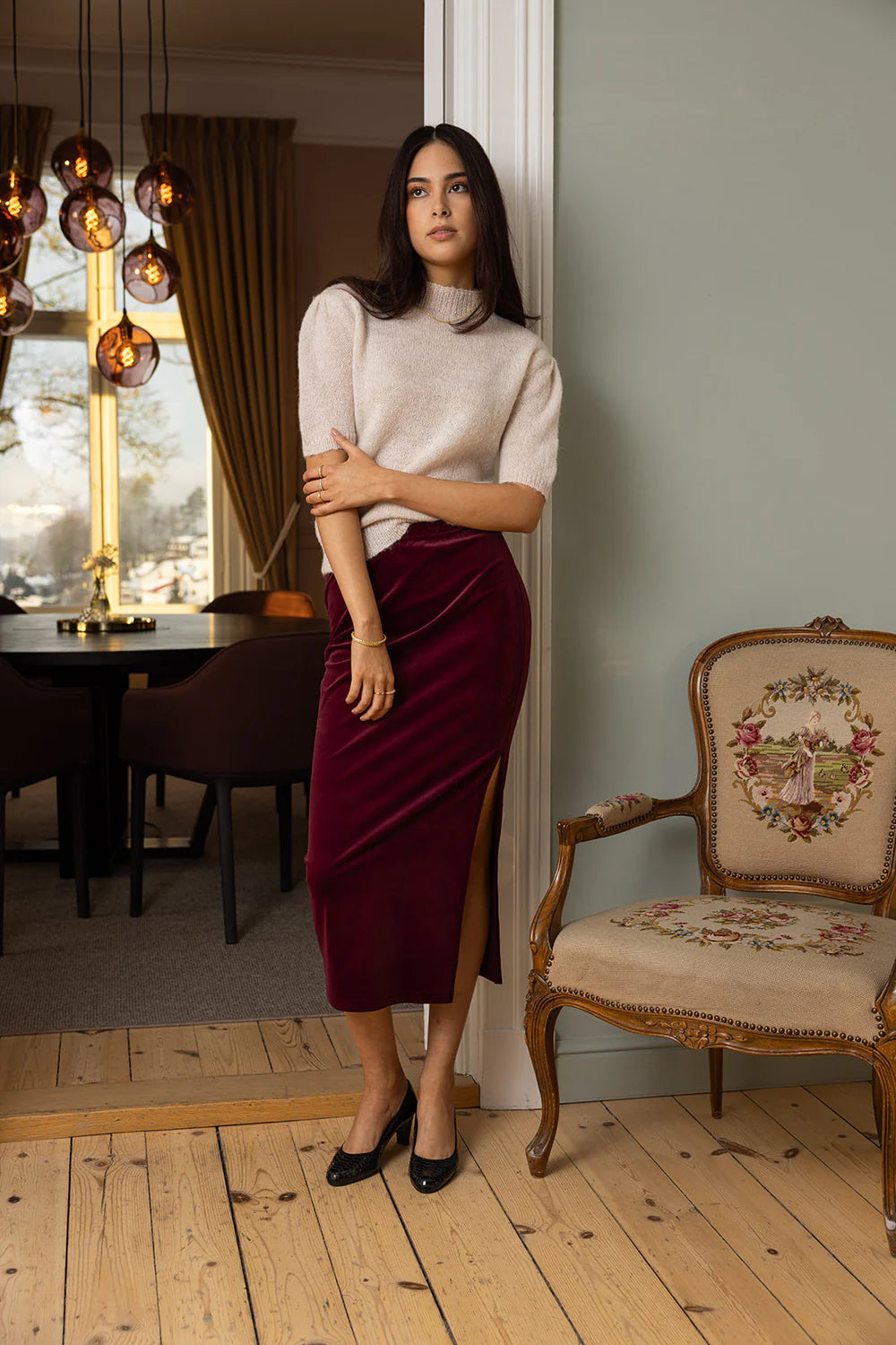 Sara Skirt - Burgundy Velvet