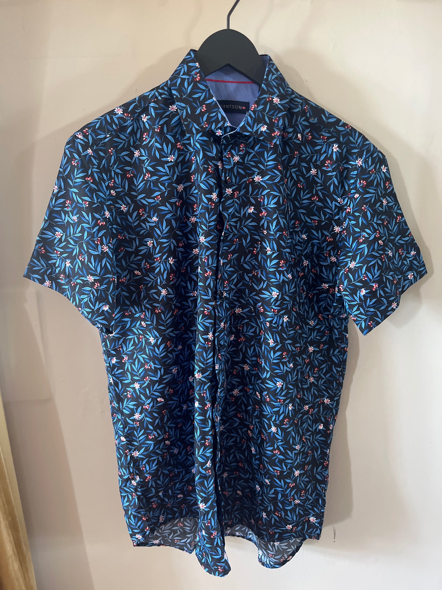 BERNTSON - Flower short sleeve - Blue/black