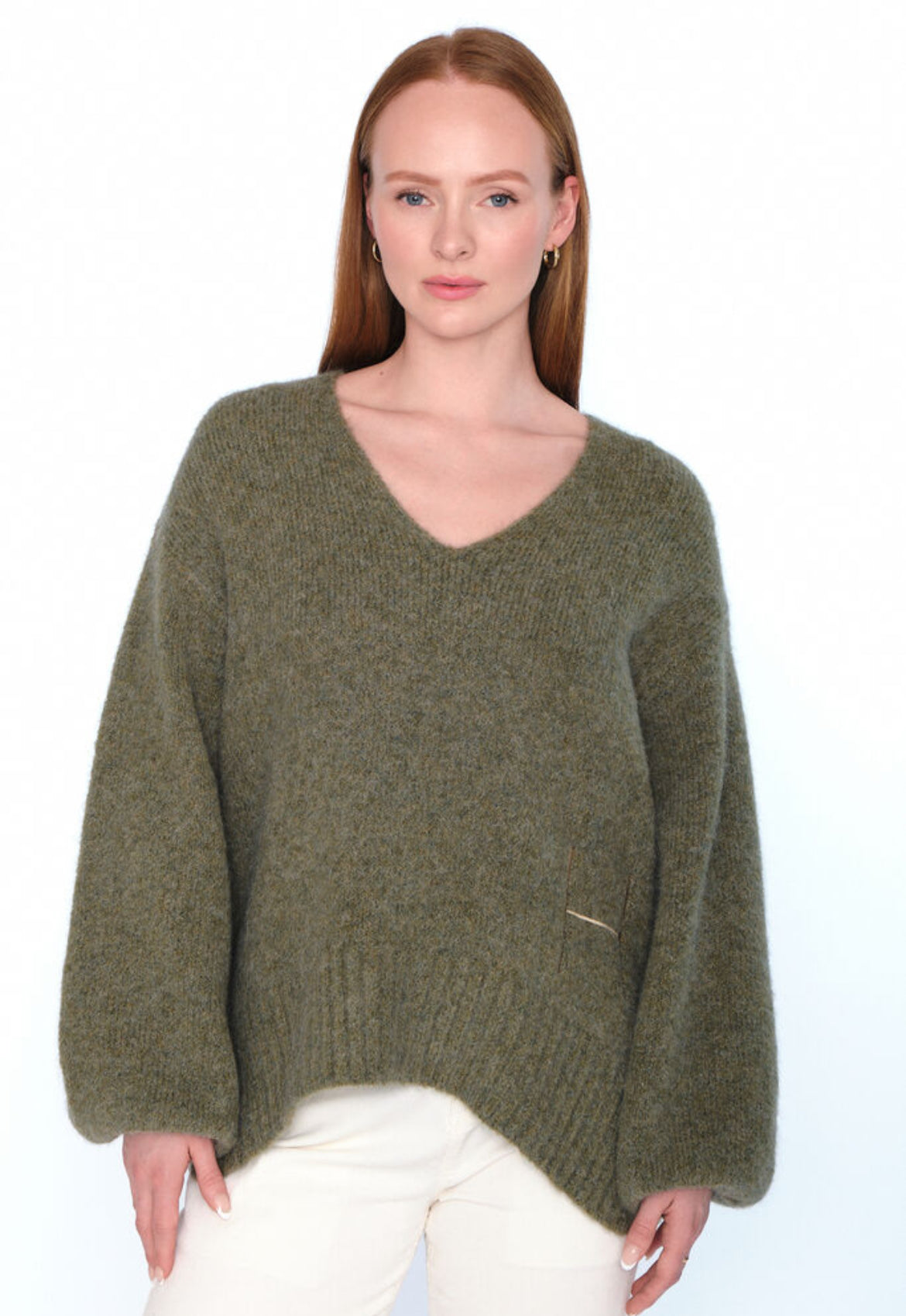 SOFIE V-neck Sweater - Winter Moss