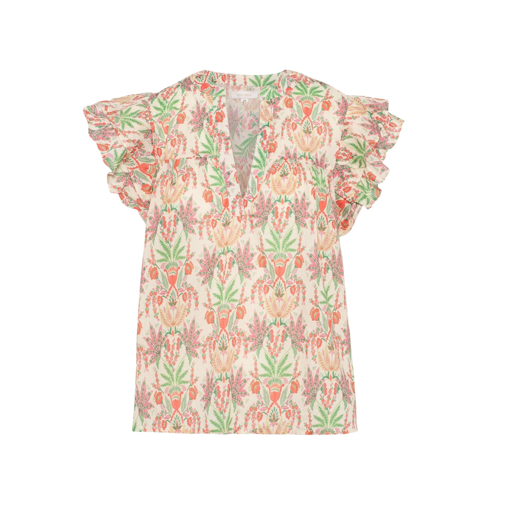 RAH Oslo - Ingrid Short Sleeve Top - Coral Leaf