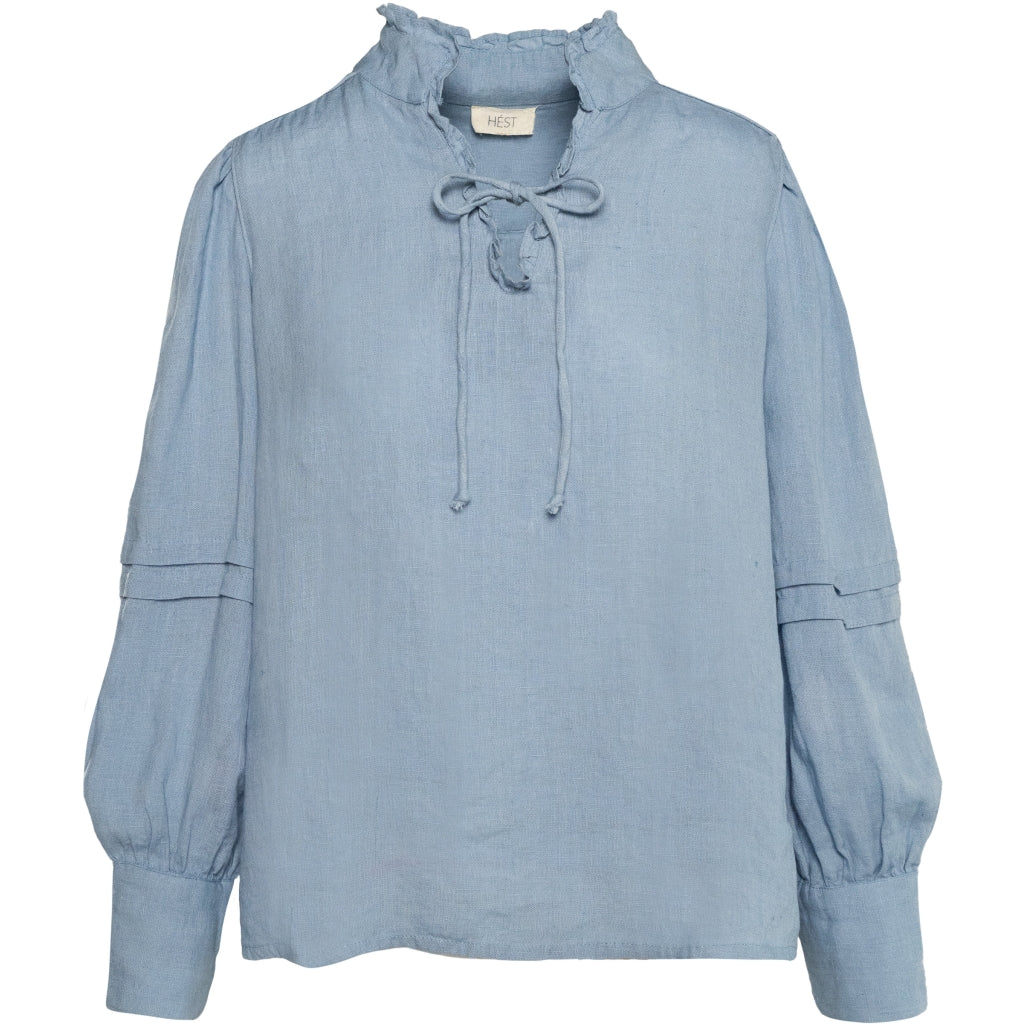 SARI Linen Blouse - Faded Denim
