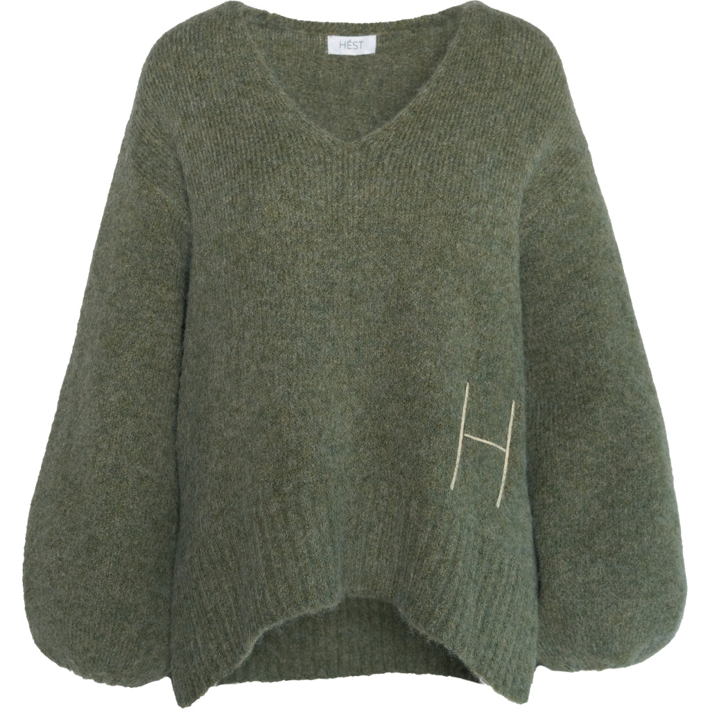 SOFIE V-neck Sweater - Winter Moss