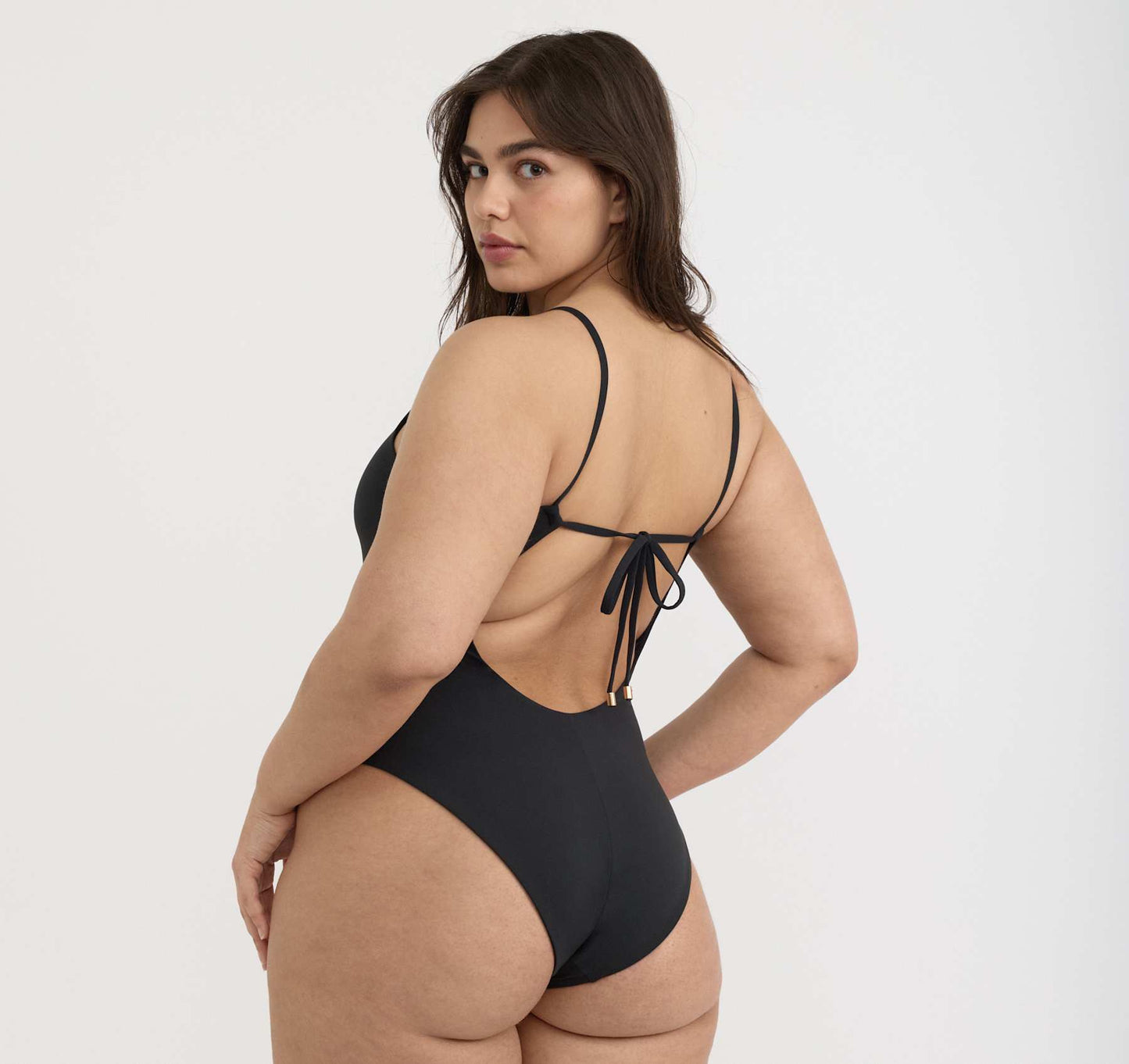 Swim open back one-piece - Black (Organic Basics)