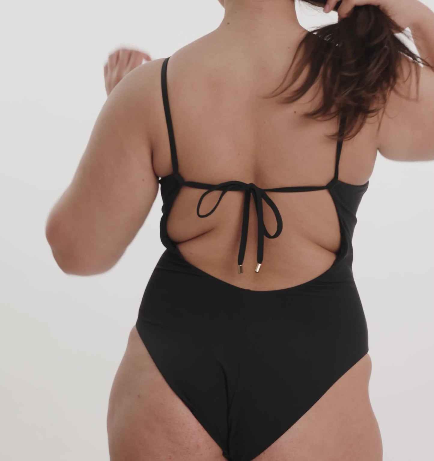 Swim open back one-piece - Black (Organic Basics)