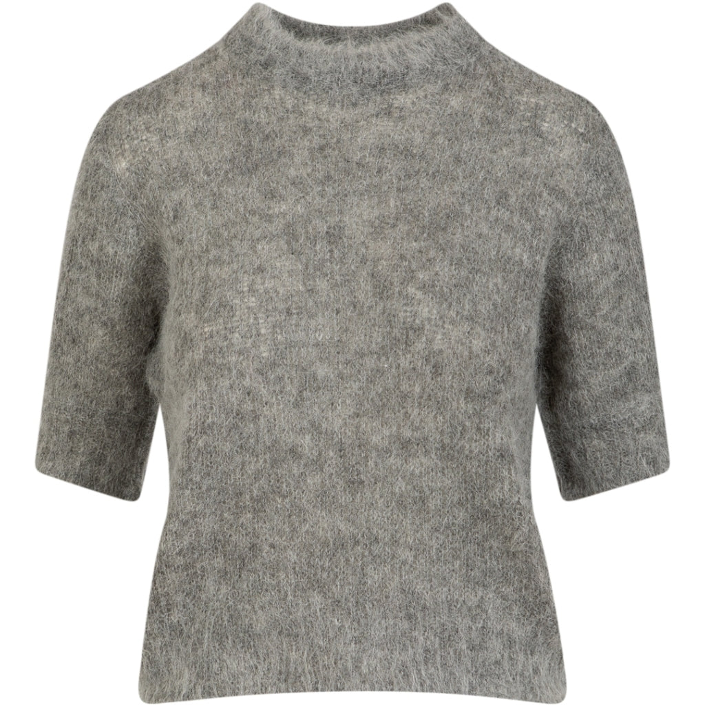 Short sleeved knit in alpaca - Light grey melange