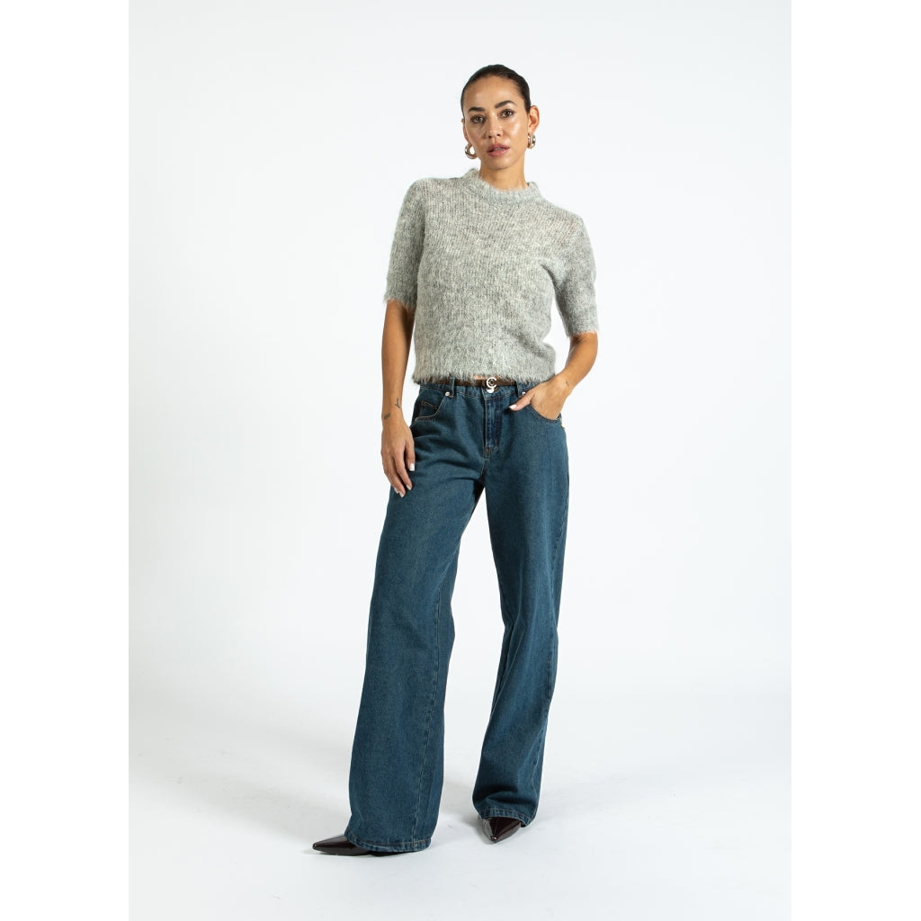 Short sleeved knit in alpaca - Light grey melange