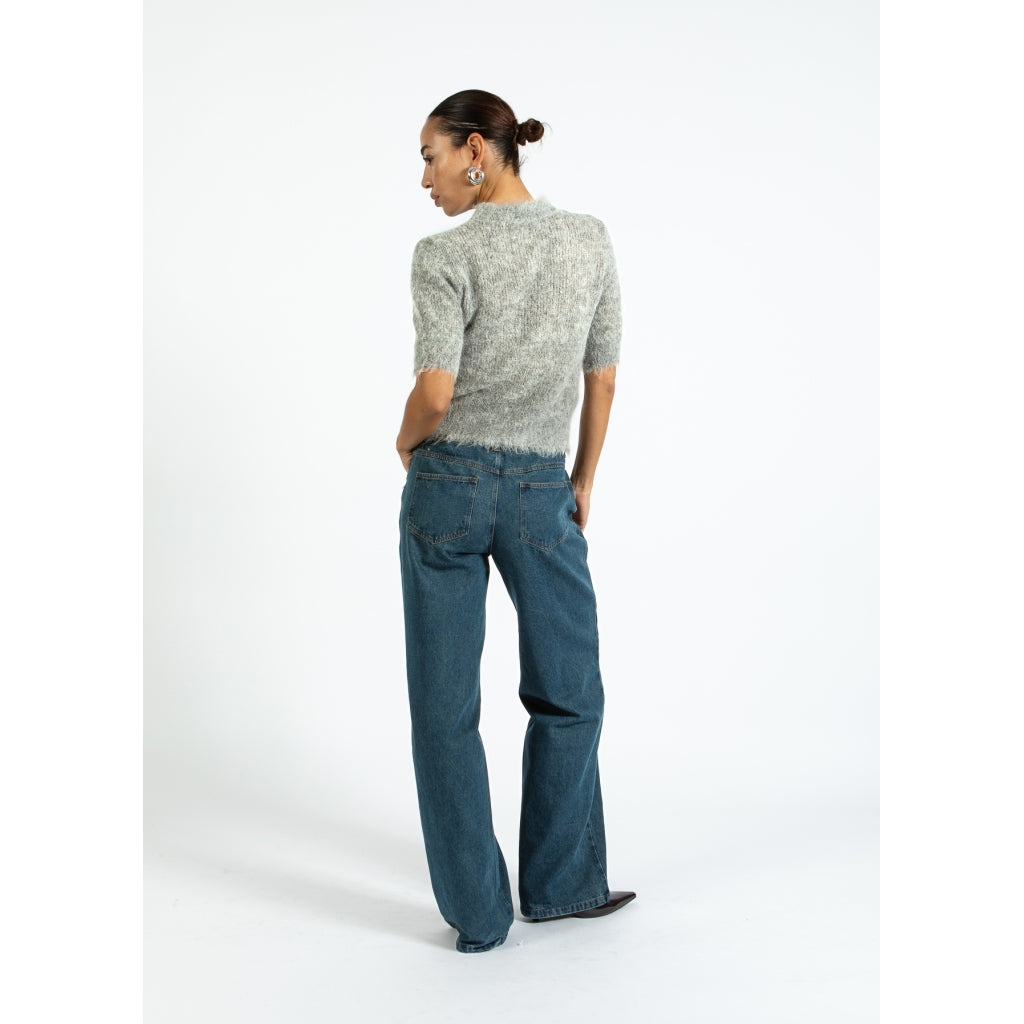 Short sleeved knit in alpaca - Light grey melange