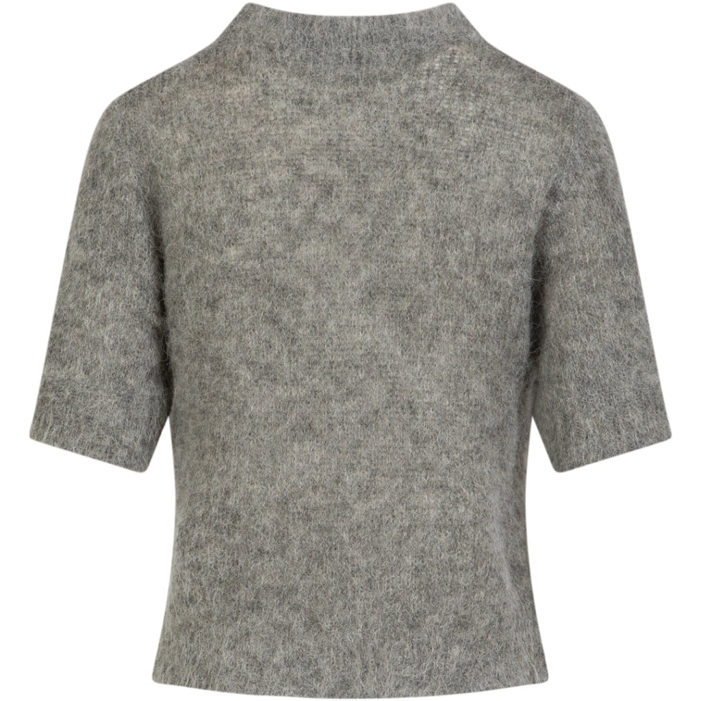 Short sleeved knit in alpaca - Light grey melange