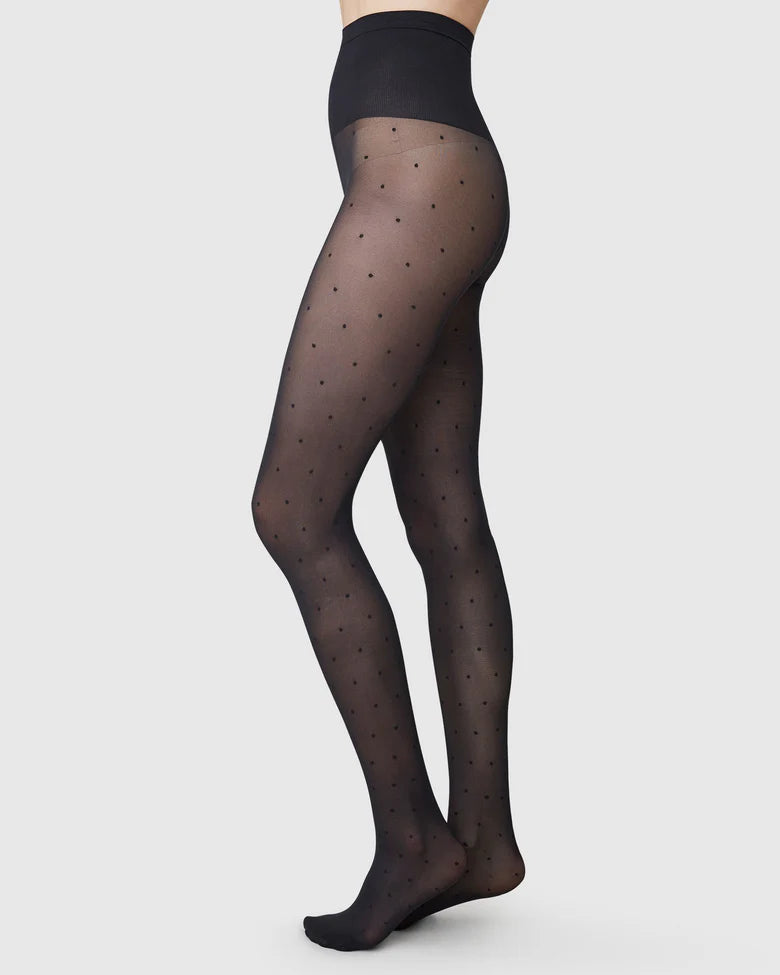 Swedish Stockings - Doris Dots Tights 40 DEN - Black