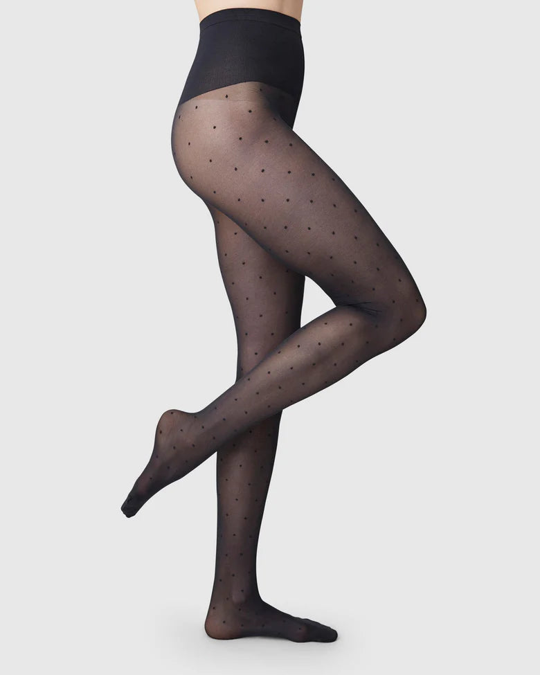 Swedish Stockings - Doris Dots Tights 40 DEN - Black