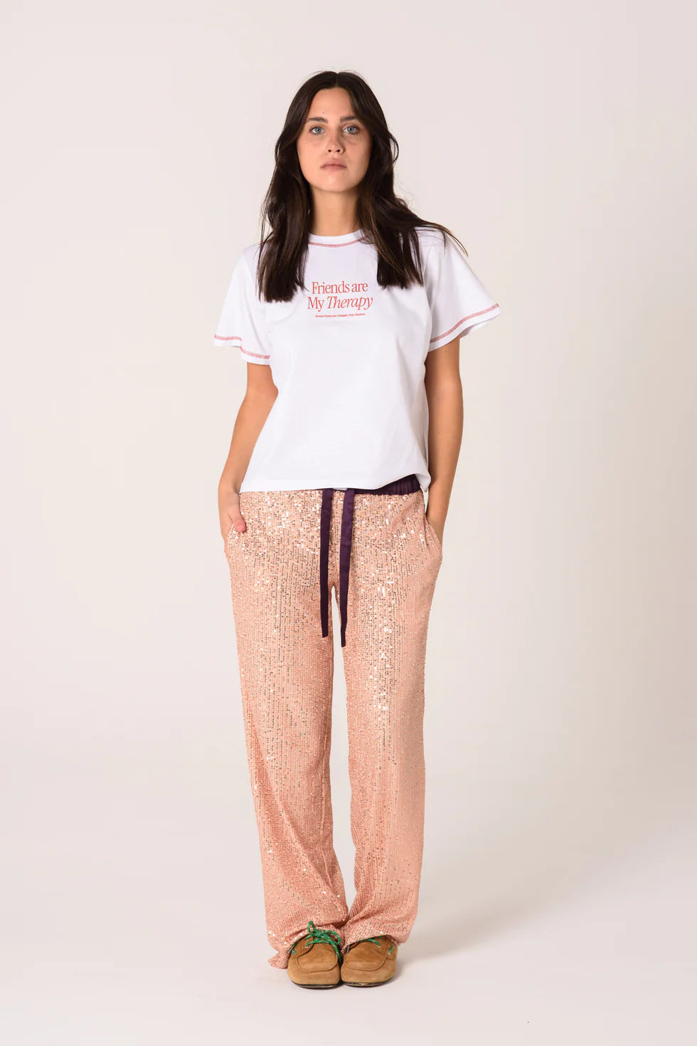MINTEYES - Rousse Sequin pants - Light pink