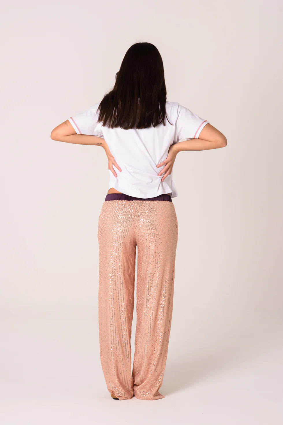 MINTEYES - Rousse Sequin pants - Light pink