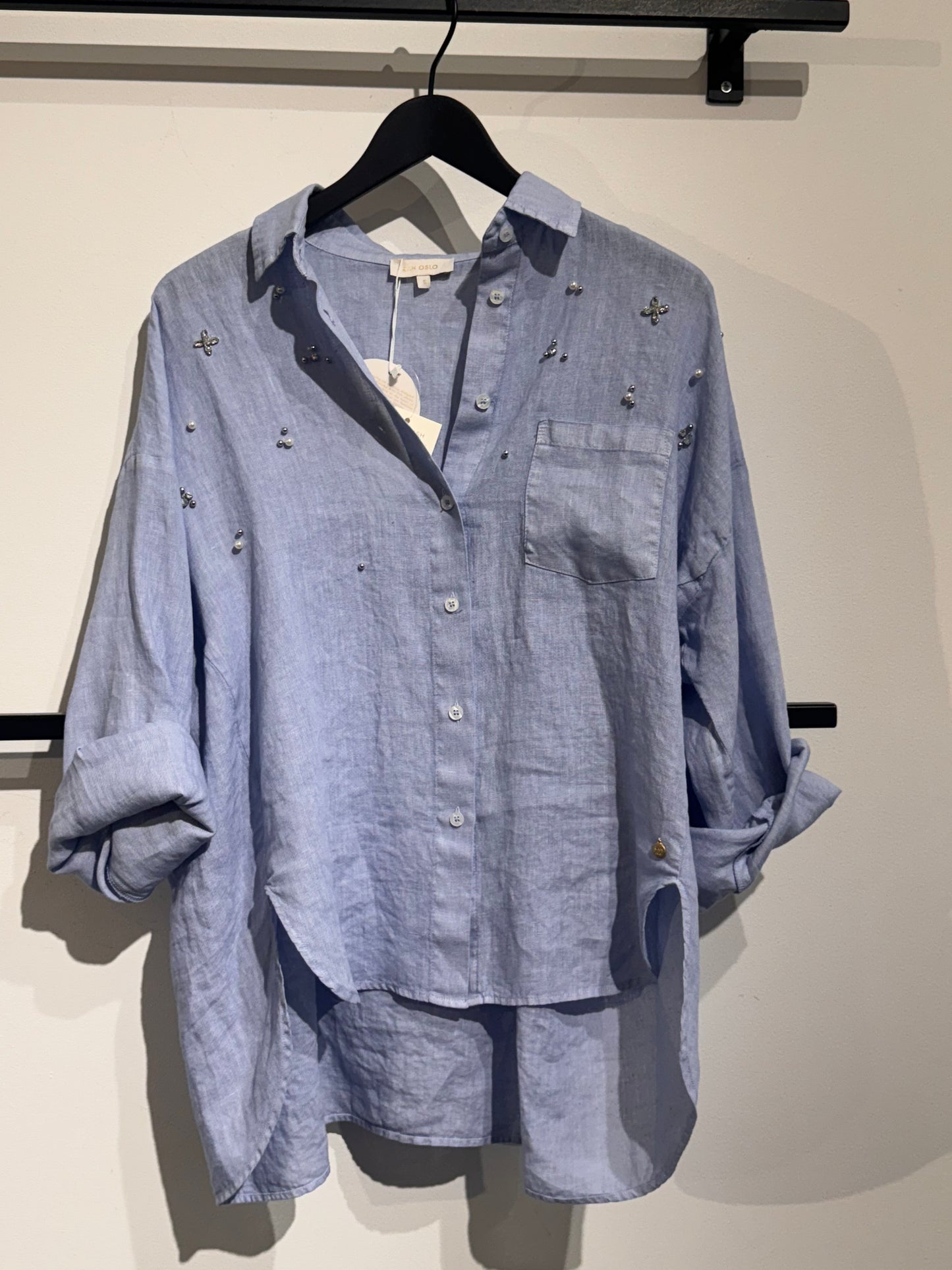 Stonewash Shirt Pearls - Light Blue (RAH)
