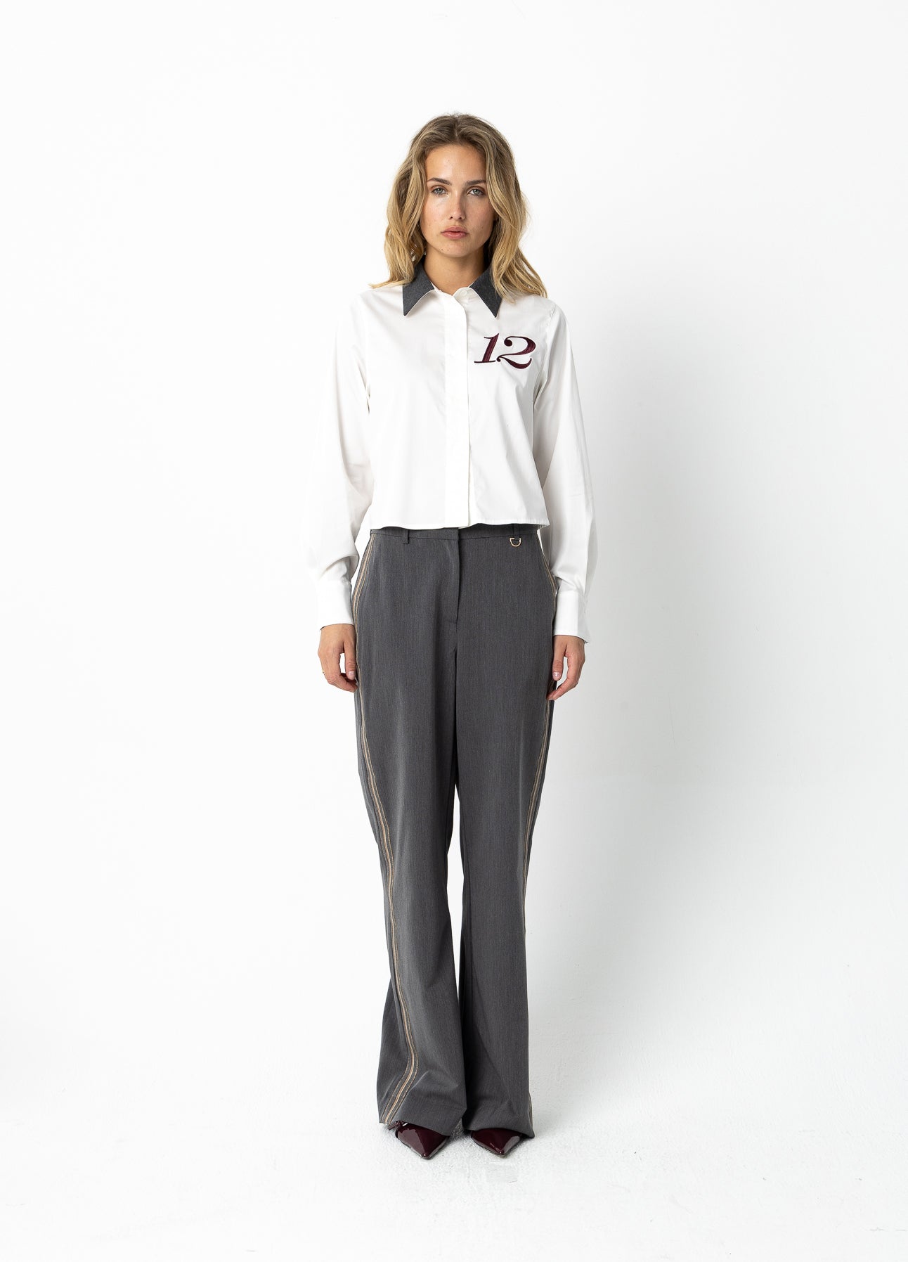 Coster Copenhagen - Pants with ribbons - Petra fit - Grey melange