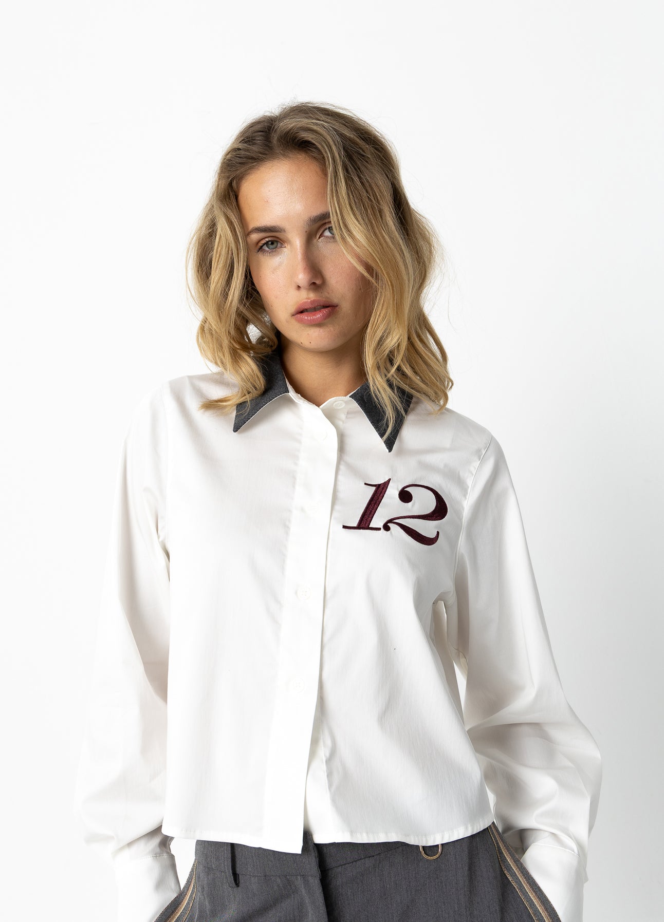 Coster Copenhagen - Shirt with rib collar - White