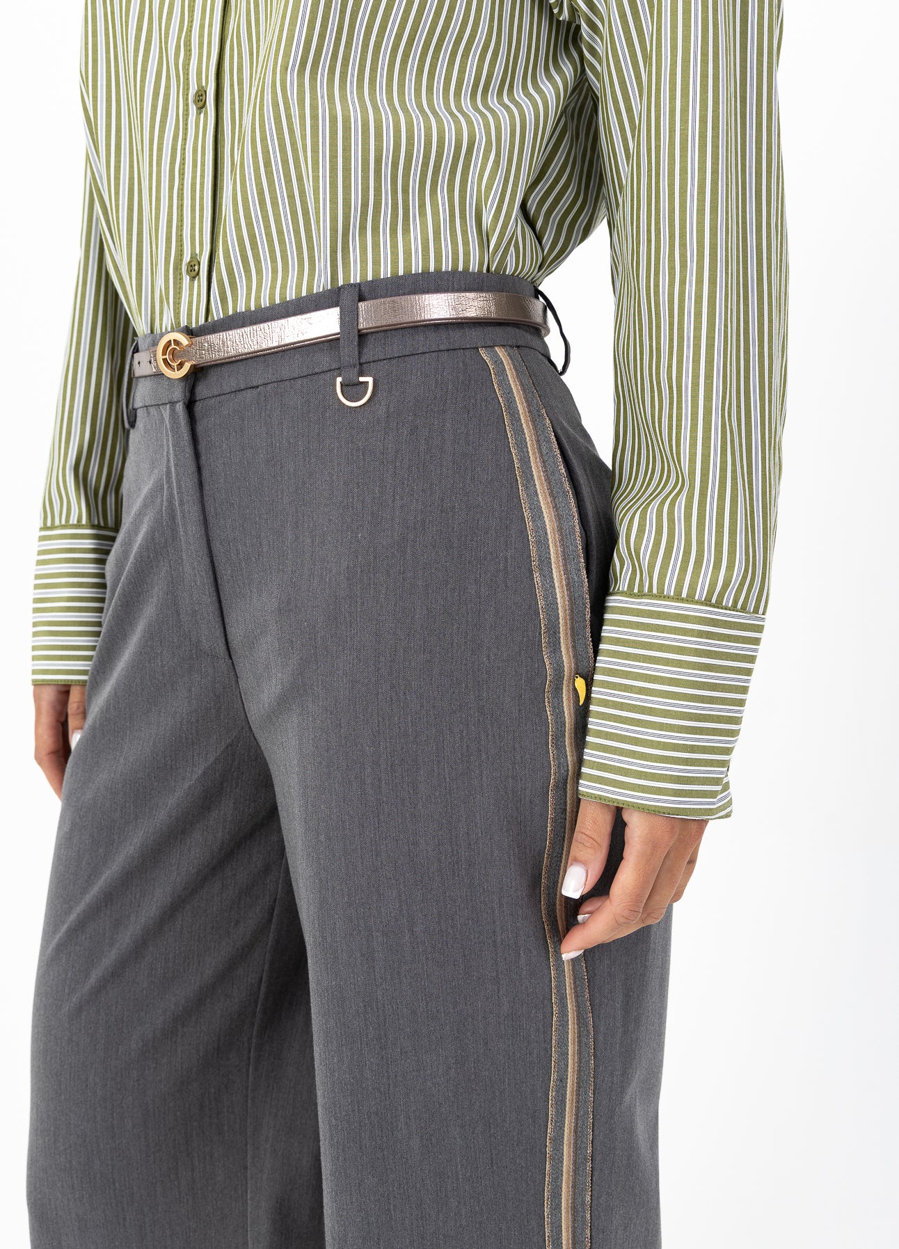 Coster Copenhagen - Pants with ribbons - Petra fit - Grey melange