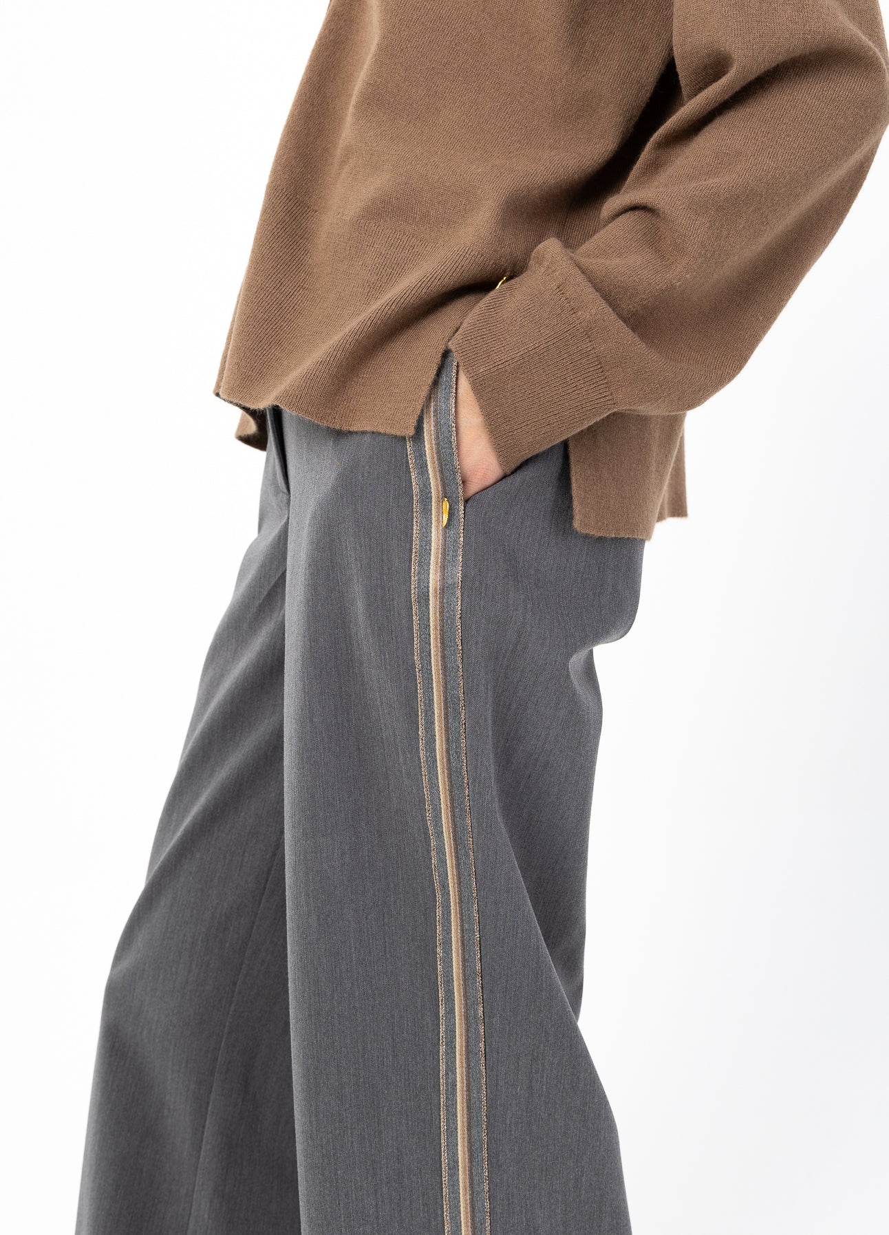 Coster Copenhagen - Pants with ribbons - Petra fit - Grey melange