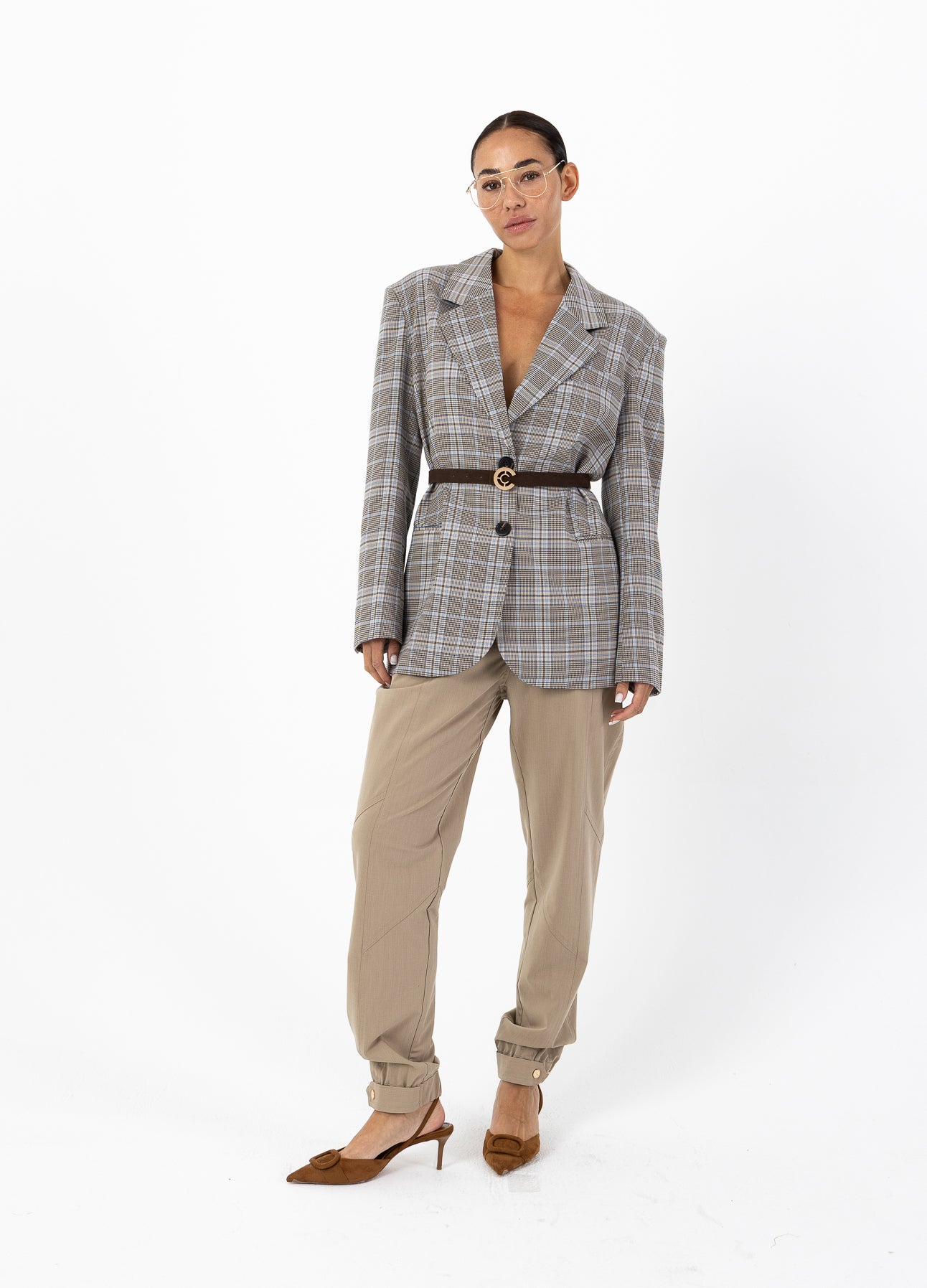 Coster Copenhagen - Checkred blazer - Sand/blue check