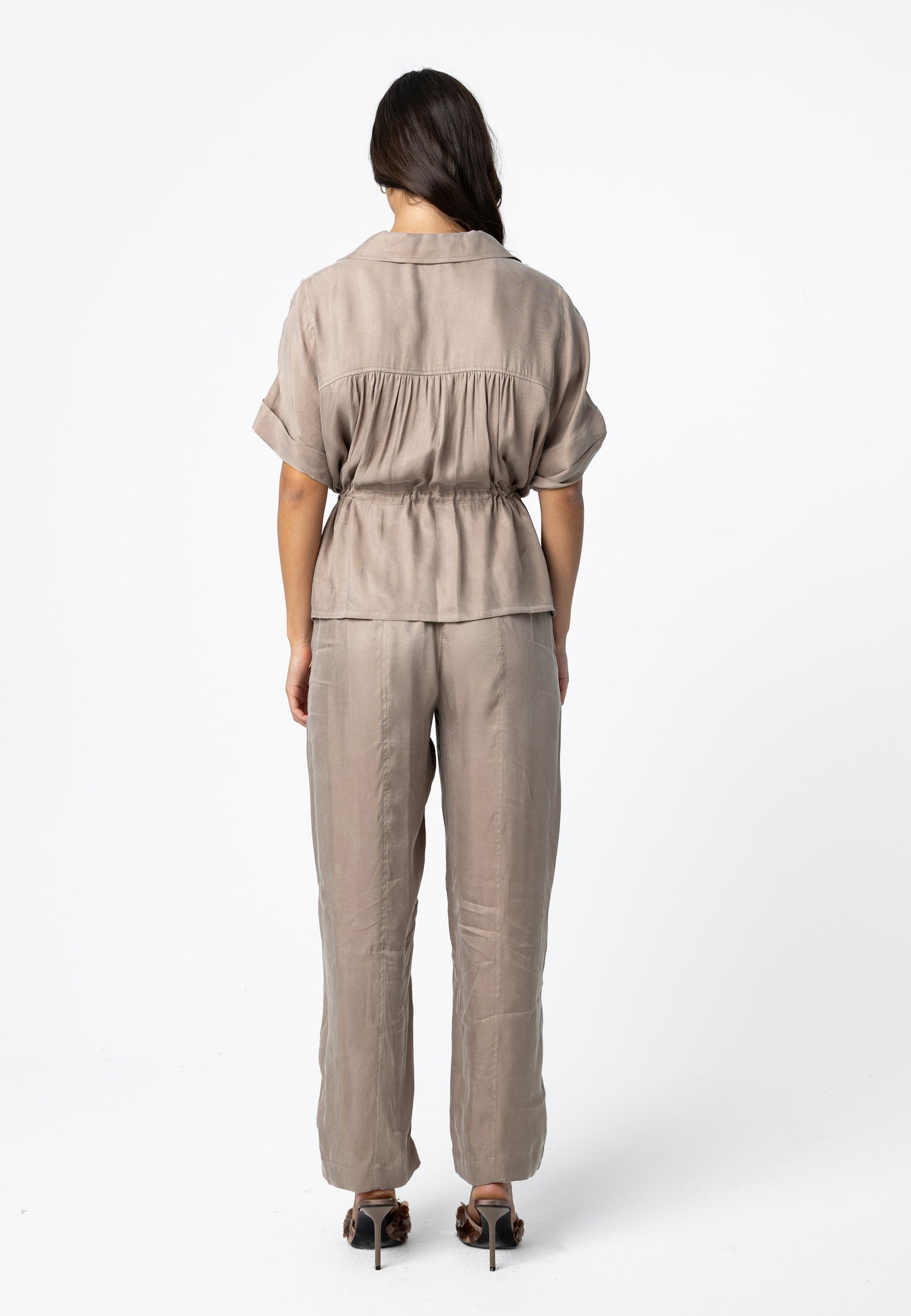 COSTER COPENHAGEN - Blouse with zipper and bow - Moon rock