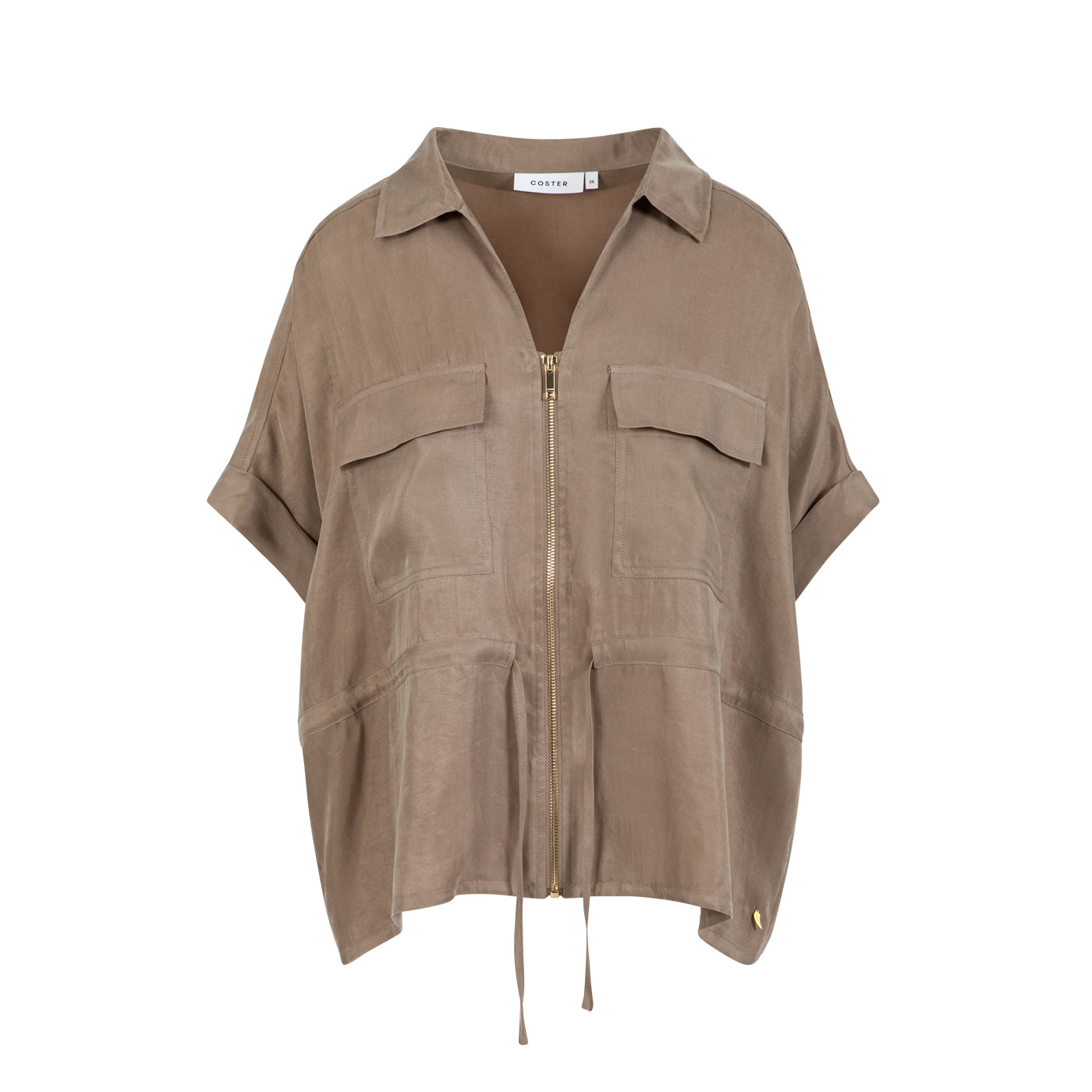 COSTER COPENHAGEN - Blouse with zipper and bow - Moon rock
