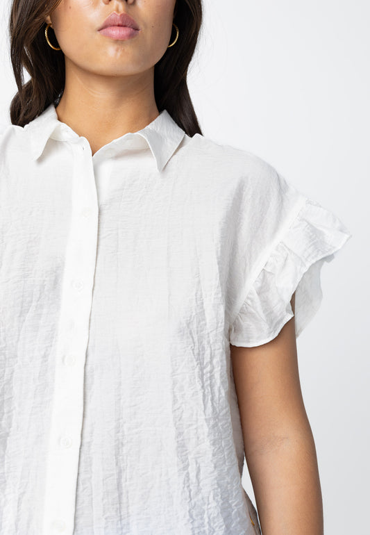 COSTER COPENHAGEN - Shirt with ruffle sleeves - White