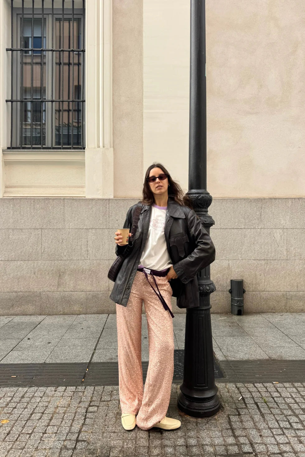 MINTEYES - Rousse Sequin pants - Light pink