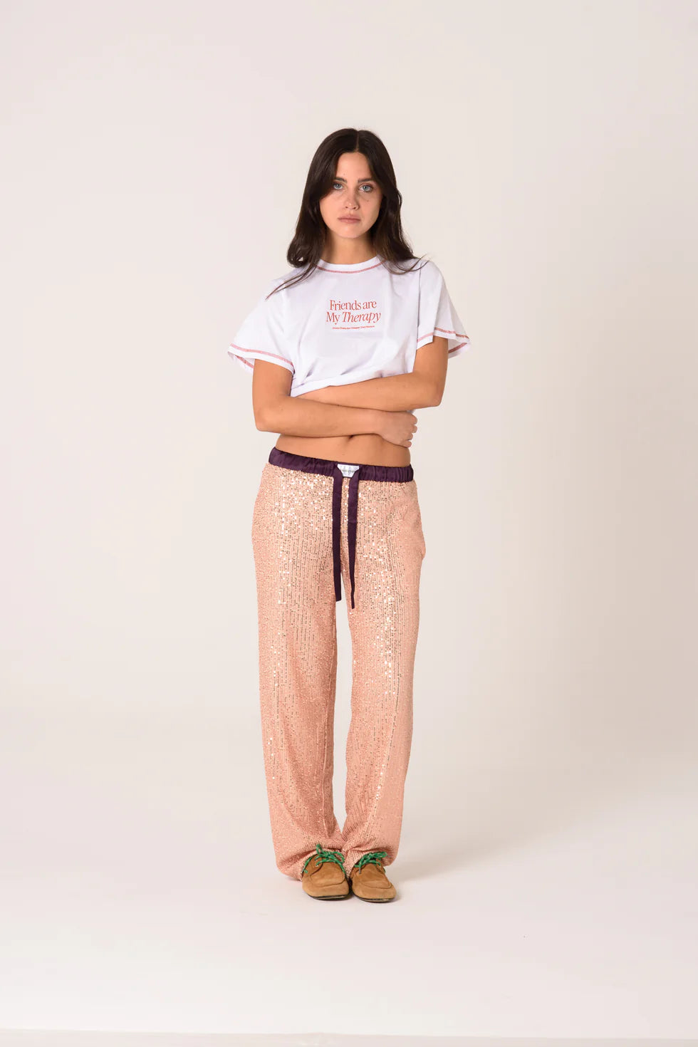 MINTEYES - Rousse Sequin pants - Light pink