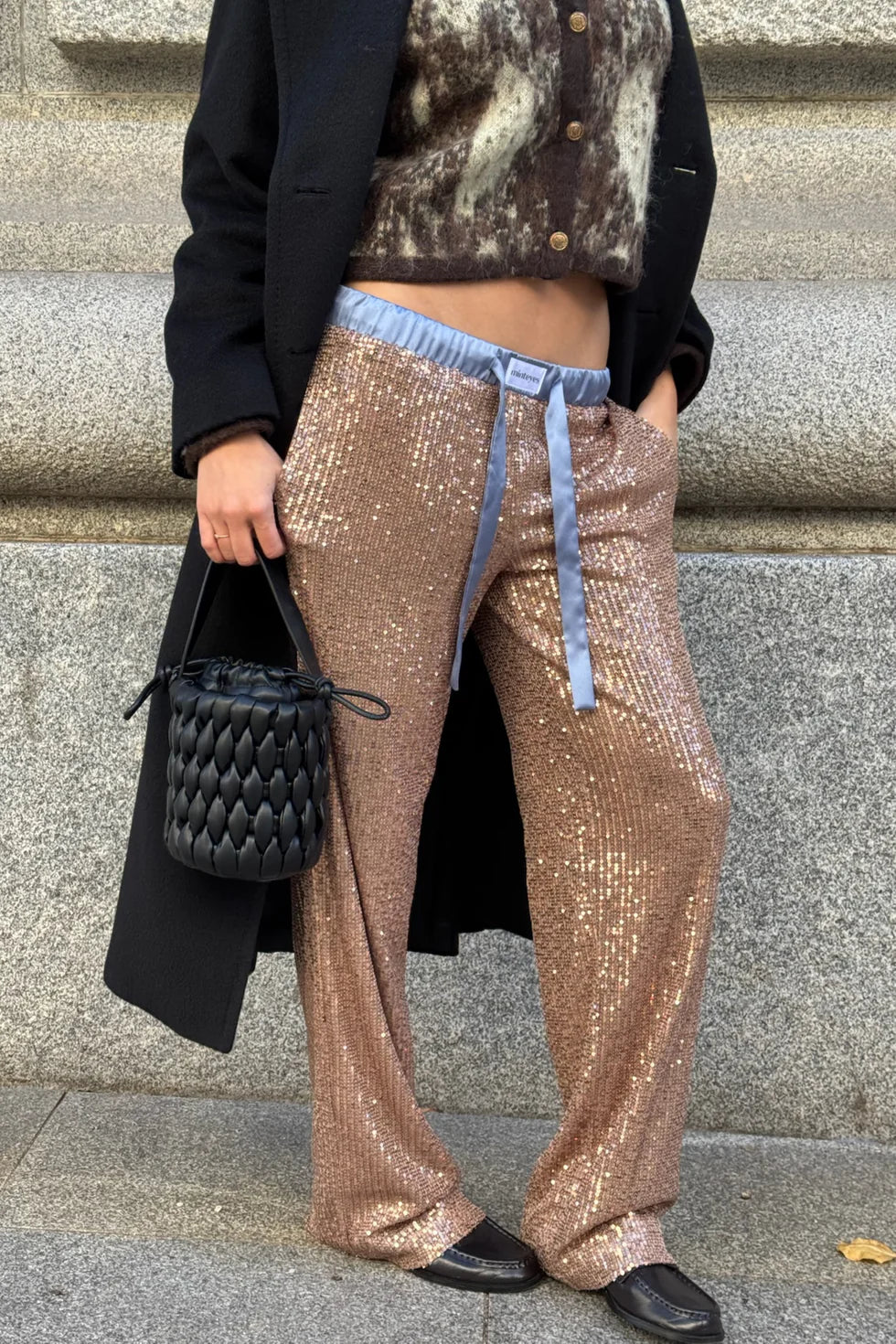 MINTEYES - Rousse Sequin pants - Light brown