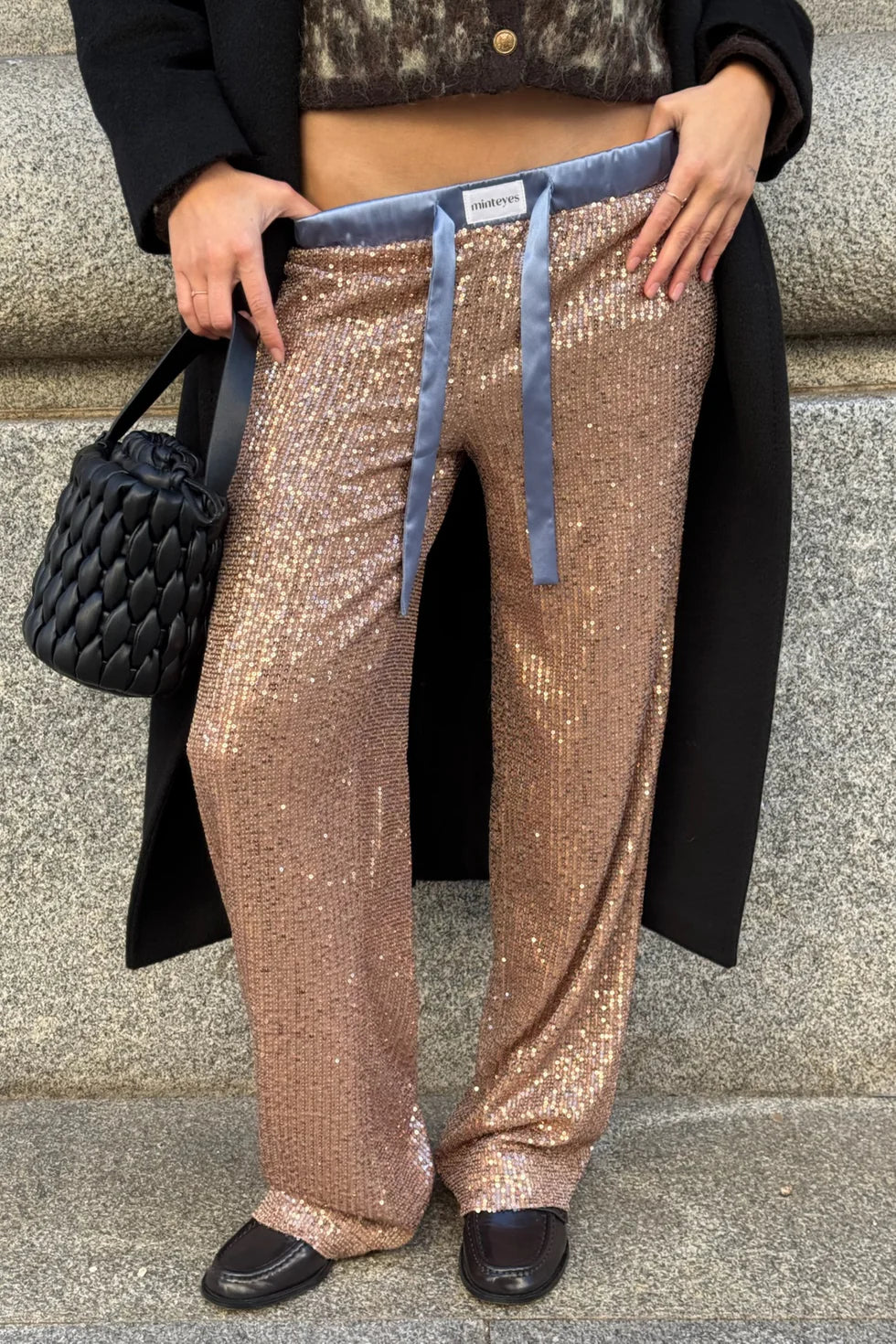 MINTEYES - Rousse Sequin pants - Light brown