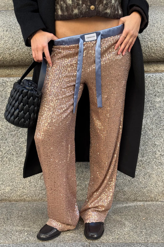 MINTEYES - Rousse Sequin pants - Light brown