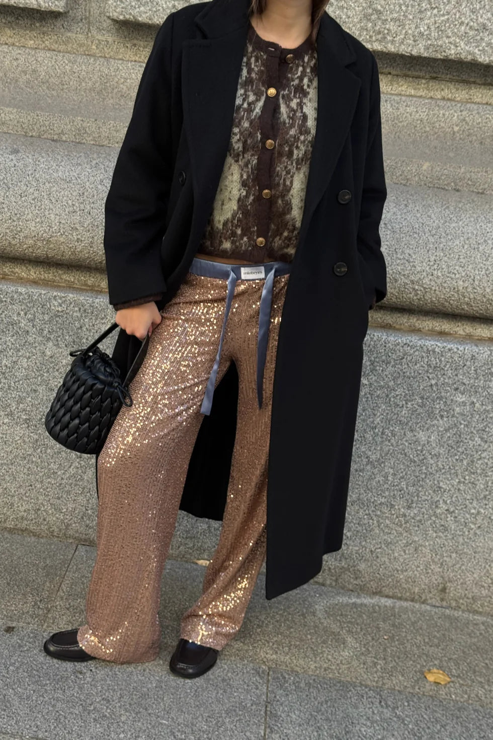 MINTEYES - Rousse Sequin pants - Light brown
