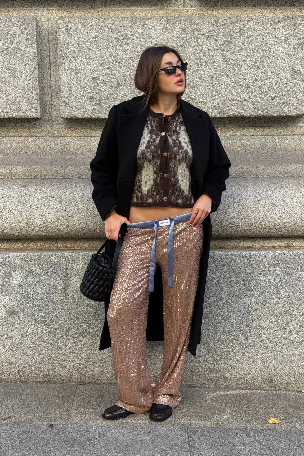 MINTEYES - Rousse Sequin pants - Light brown
