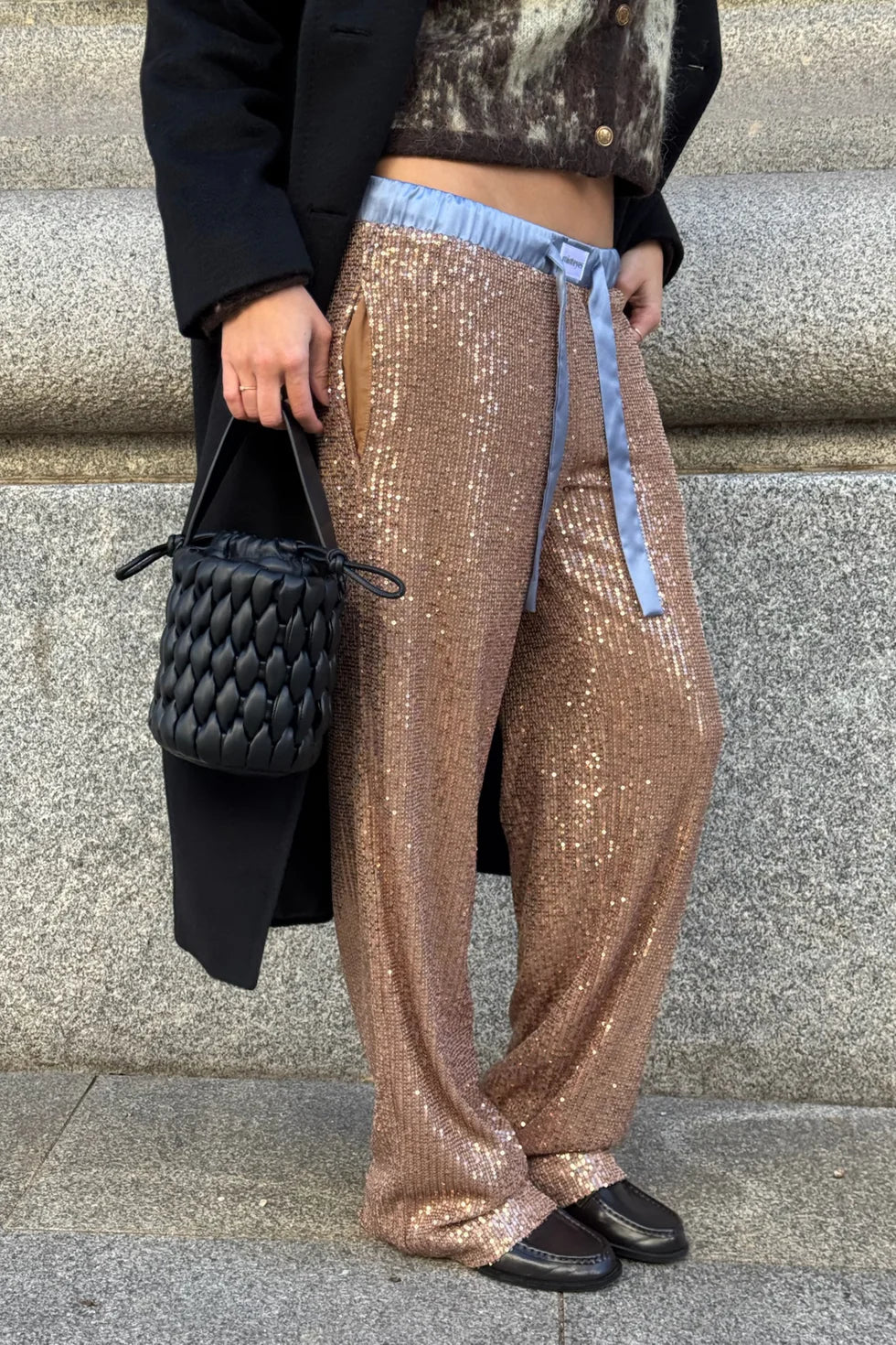 MINTEYES - Rousse Sequin pants - Light brown