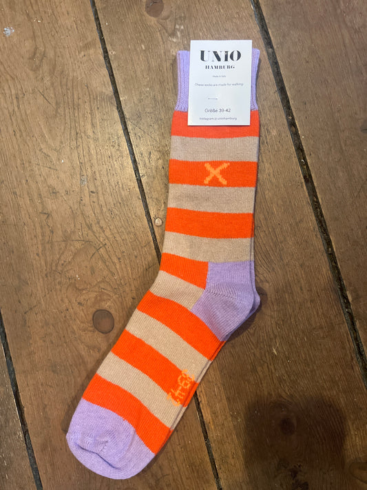 UNIO - Ullsokker - Cross oransje/beige/lilla