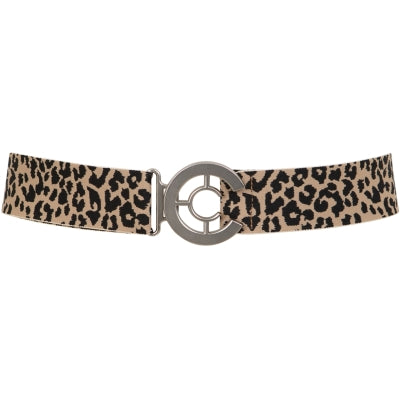 Belte i strikk leopard m/sølvspenne