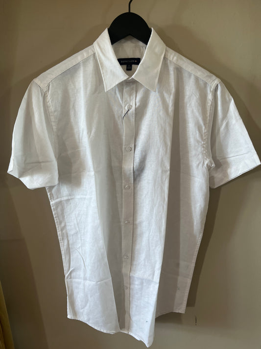 BERNTSON - Kortermet skjorte - Off-white (Lin/bomull)